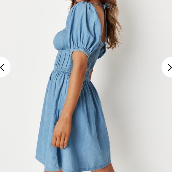 Missguided Ruched denim smock dress - Picture 2 of 5